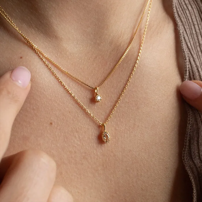 Necklaces Tashi Gold Vermeil Round Claw Set Cubic Zirconia Necklace