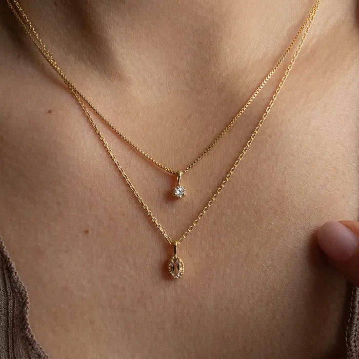 Necklaces Tashi Gold Vermeil Round Claw Set Cubic Zirconia Necklace