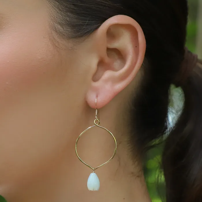 Earrings Lotus White Pikake Earrings misha hawaii