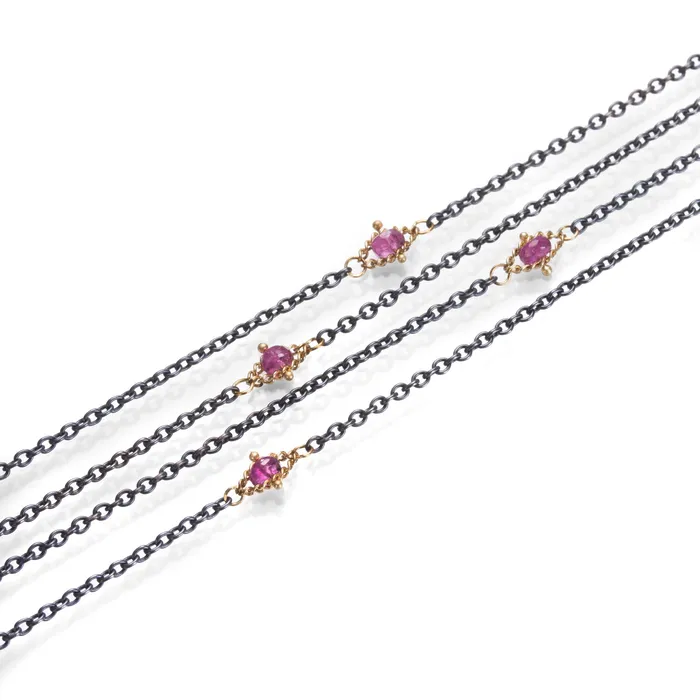 Amali Necklaces Pink Tourmaline Station Necklace