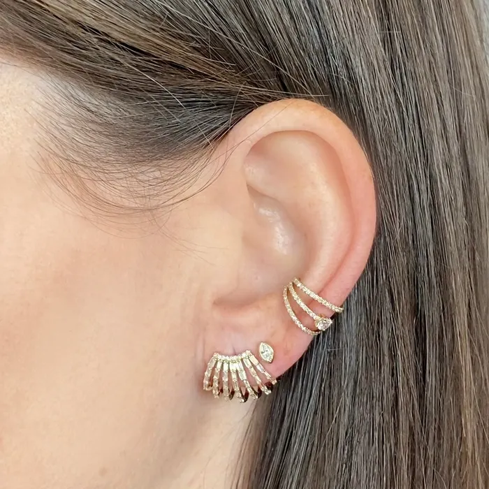Alev Collection Earrings Seven Baguette Wrap Earrings