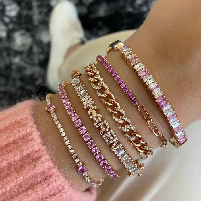 Alev Collection Necklaces Personalized Baguette Sliding Bangle