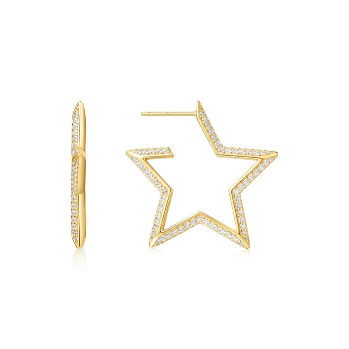 Earrings Ania Haie Sunny Sparkler Large StarShaped Pave Hoop Earrings
