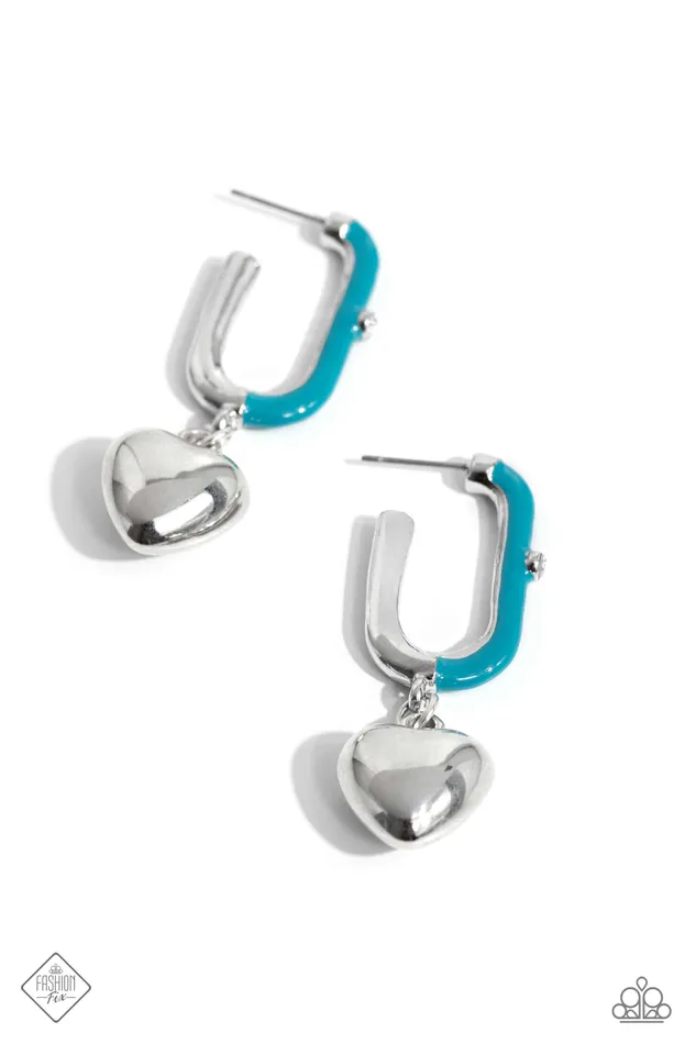 Cherishing Color Blue Earrings Jewelry by Bretta Paparazzi Accessories Earrings