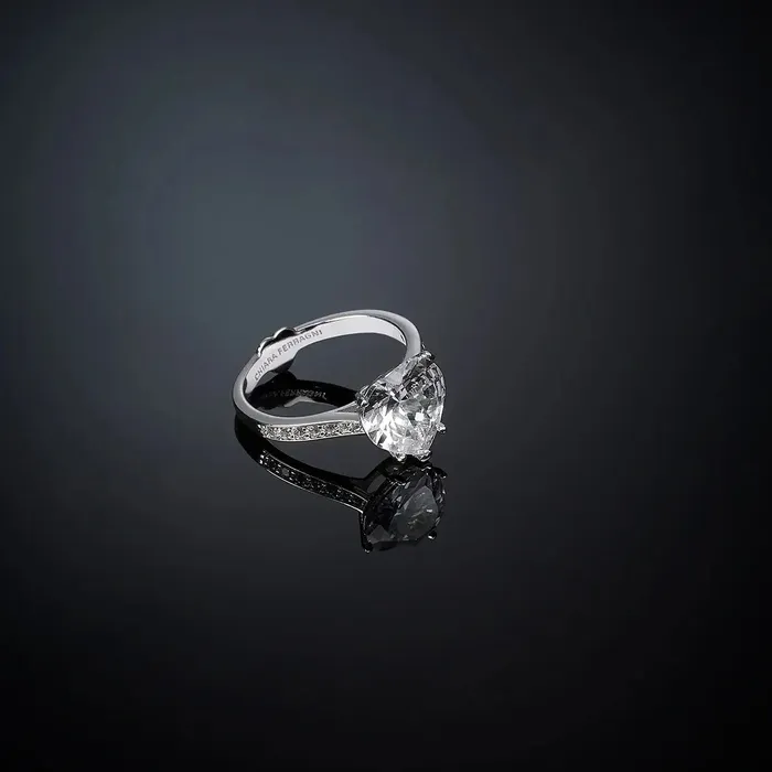 Chiara Ferragni Rings Womens ring with white zircon heart Chiara Ferragni First Love
