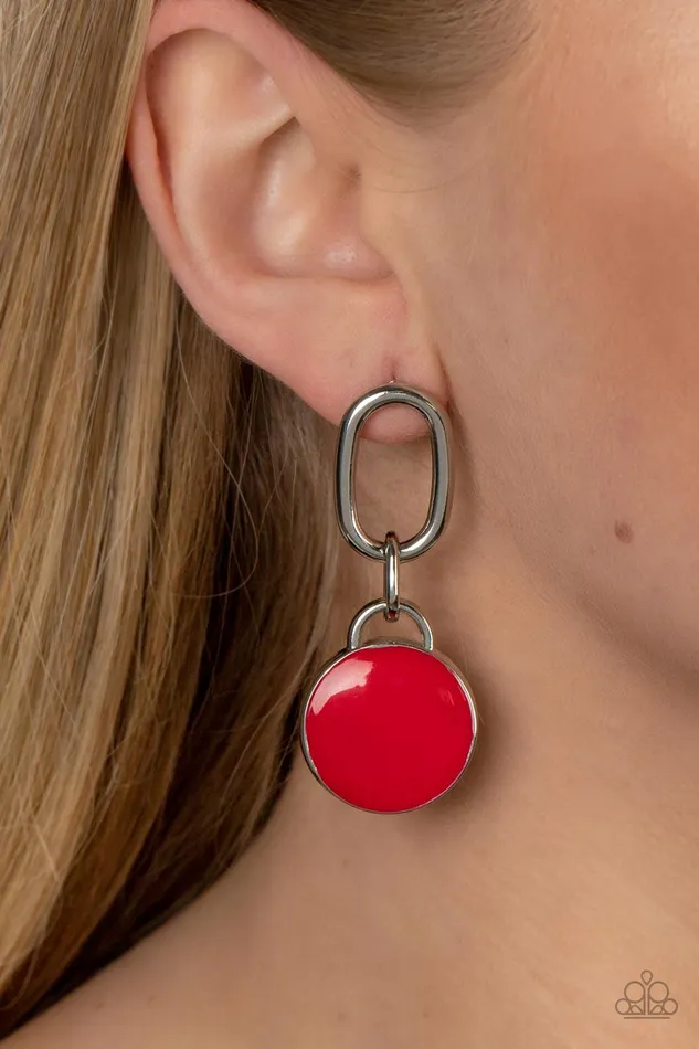 Drop a TINT Red Earrings Jewelry by Bretta Paparazzi Accessories Earrings