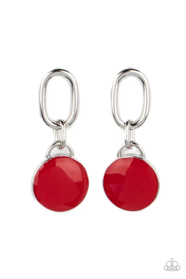 Drop a TINT Red Earrings Jewelry by Bretta Paparazzi Accessories Earrings
