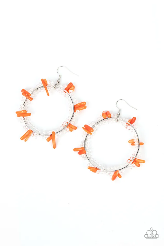 Earrings Ocean Surf Orange Earrings Jewelry by Bretta Paparazzi Accessories