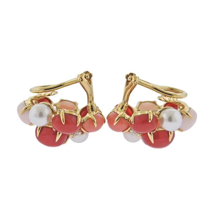 Seaman Schepps Earrings Seaman Schepps Bubble Coral Pearl Diamond Gold Earrings Seaman Schepps Earrings Seaman Schepps Bubble Coral Pearl Diamond Gold Earrings