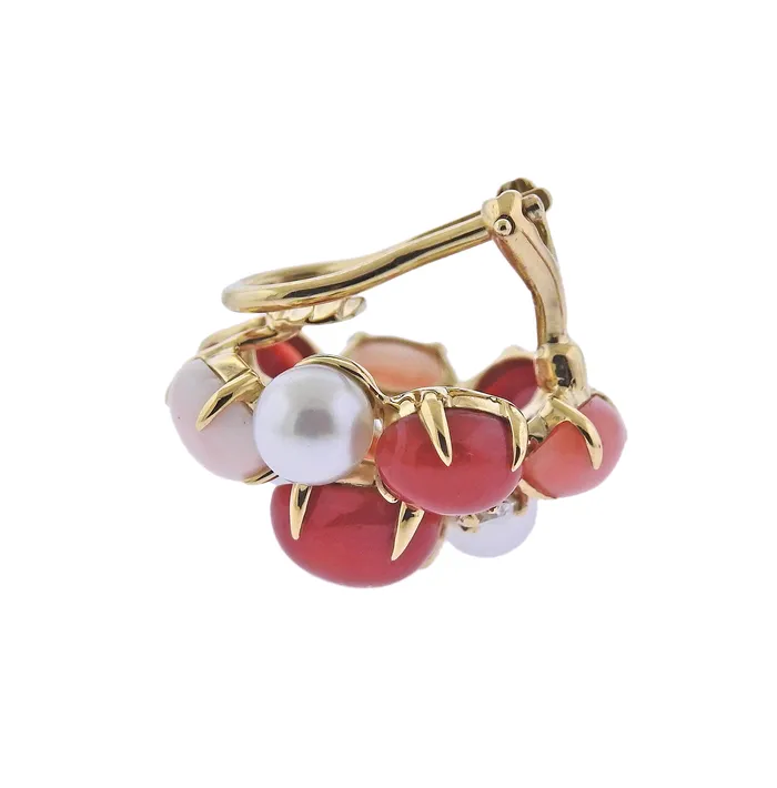 Seaman Schepps Earrings Seaman Schepps Bubble Coral Pearl Diamond Gold Earrings Seaman Schepps Earrings Seaman Schepps Bubble Coral Pearl Diamond Gold Earrings