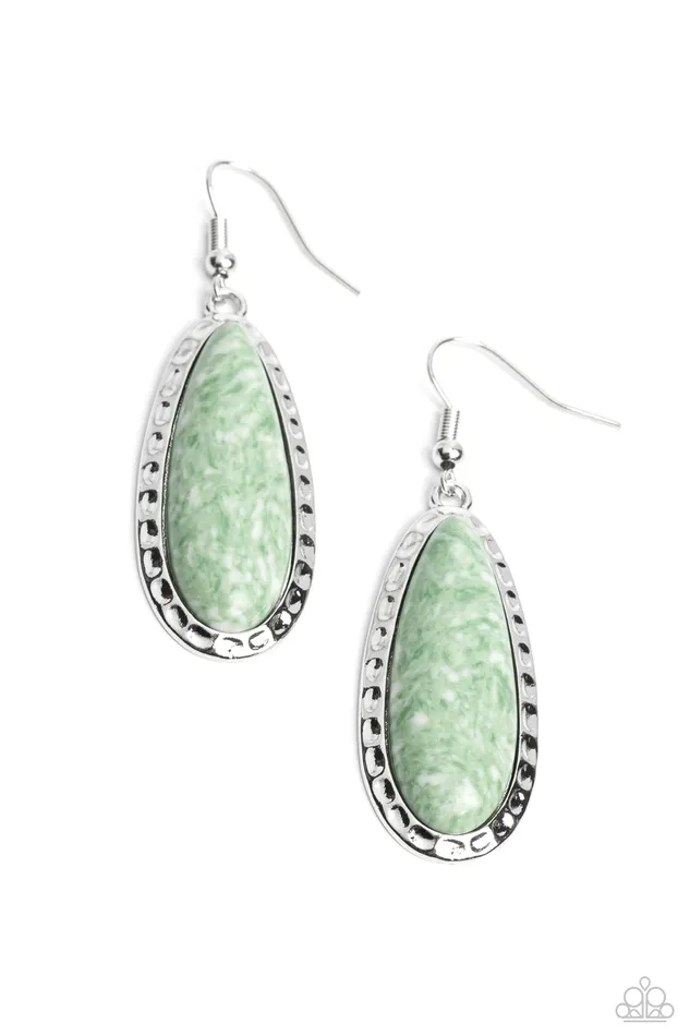 TEARDROPDead Dynasty Green Earrings Jewelry by Bretta Paparazzi Accessories Earrings