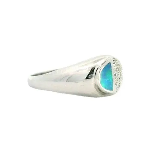 Australian Opal Doublet Ring set in Sterling Silver Australian Opal Cutters Rings