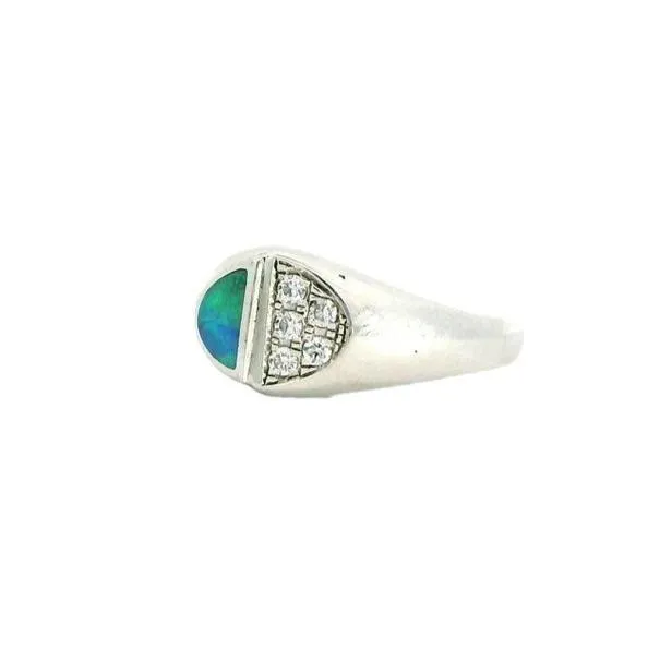 Australian Opal Doublet Ring set in Sterling Silver Australian Opal Cutters Rings