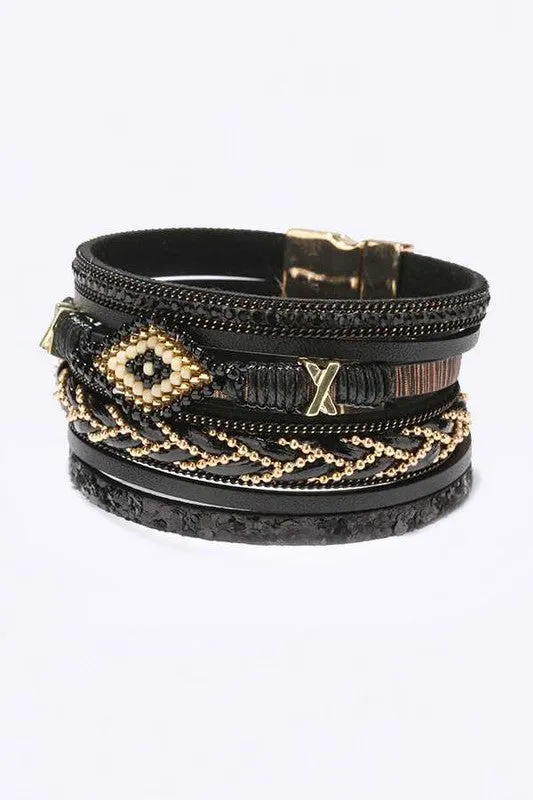 Bracelets LA Jewelry Plaza Beaded Layered Bohemian Magnetic Bracelet Bracelets LA Jewelry Plaza Beaded Layered Bohemian Magnetic Bracelet
