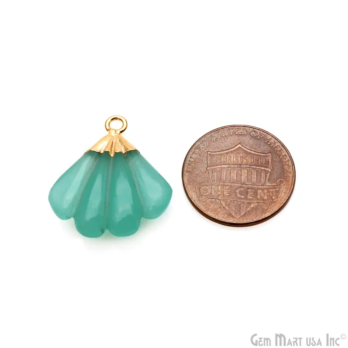 Charm Necklaces GemMartUSA Sea Shell Gemstone Charm 22x21mm Gold Electroplated Charm Necklaces GemMartUSA Sea Shell Gemstone Charm 22x21mm Gold Electroplated