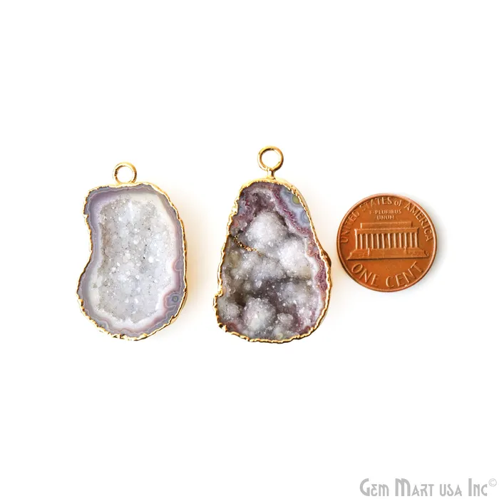 Earrings GemMartUSA Geode Druzy 24x33mm Organic Gold Electroplated Single Bail Gemstone Earring Connector 1 Pair Earrings GemMartUSA Geode Druzy 24x33mm Organic Gold Electroplated Single Bail Gemstone Earring Connector 1 Pair