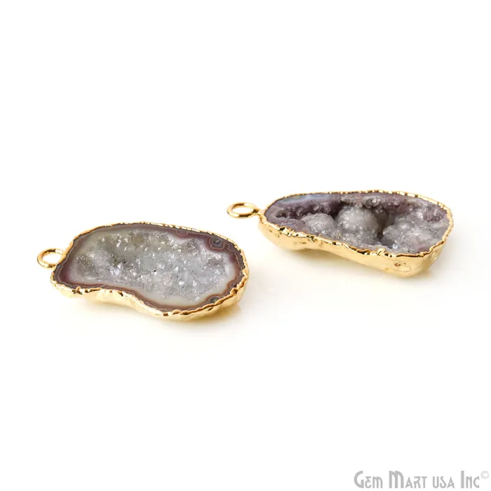 Earrings GemMartUSA Geode Druzy 24x33mm Organic Gold Electroplated Single Bail Gemstone Earring Connector 1 Pair Earrings GemMartUSA Geode Druzy 24x33mm Organic Gold Electroplated Single Bail Gemstone Earring Connector 1 Pair