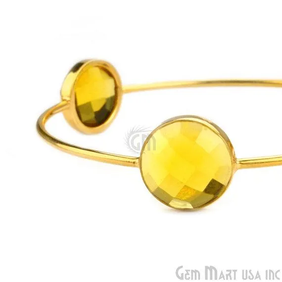 GemMartUSA Bracelets Citrine 14mm Round Shape Gold Plated Stacking Bangle Bracelet
