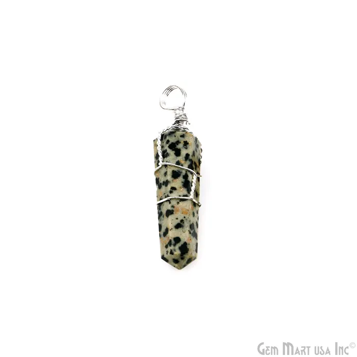 GemmartUSA Necklaces Healing Point Pendant 49x11mm Silver Wire Wrapped GemmartUSA Necklaces Healing Point Pendant 49x11mm Silver Wire Wrapped