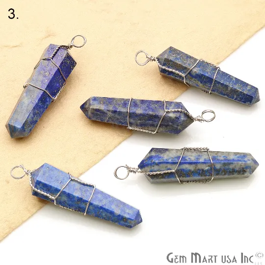 GemmartUSA Necklaces Healing Point Pendant 49x11mm Silver Wire Wrapped GemmartUSA Necklaces Healing Point Pendant 49x11mm Silver Wire Wrapped