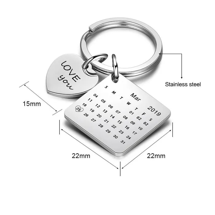 Personalized Jewel Personalized Date Engraved Keyring Necklaces