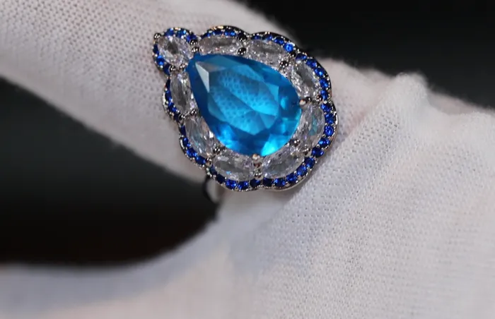 Rings Lab Diamonds London Aquamarine Blue Diamond Ring Blue Pear Cut Diamond Ring
