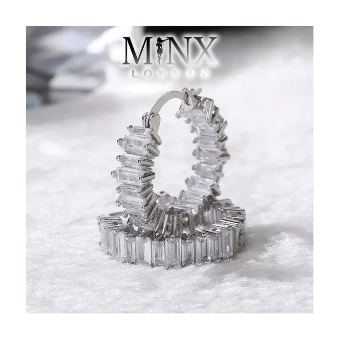 Womens Earrings Diamond Hoop Earrings Hoop Earrings Womens Diamond Earrings Hoop Earrings with Diamonds Baguette Earrings Minx London Earrings