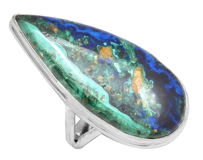 YoTreasure Azurite Malachite 925 Sterling Silver Rings Silver Jewelry Rings YoTreasure Azurite Malachite 925 Sterling Silver Rings Silver Jewelry Rings