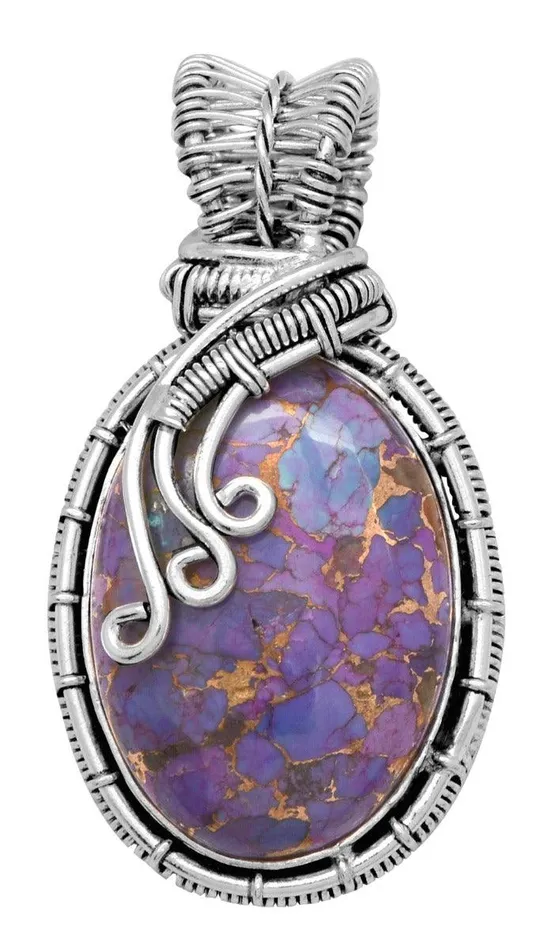 YoTreasure Necklaces Purple Copper Turquoise 925 Solid Sterling Silver Pendant Jewelry YoTreasure Necklaces Purple Copper Turquoise 925 Solid Sterling Silver Pendant Jewelry