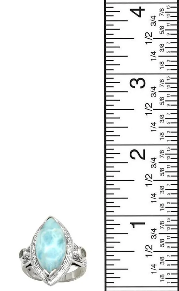 YoTreasure Rings Larimar Blue Topaz Solid 925 Sterling Silver Ring Jewelry