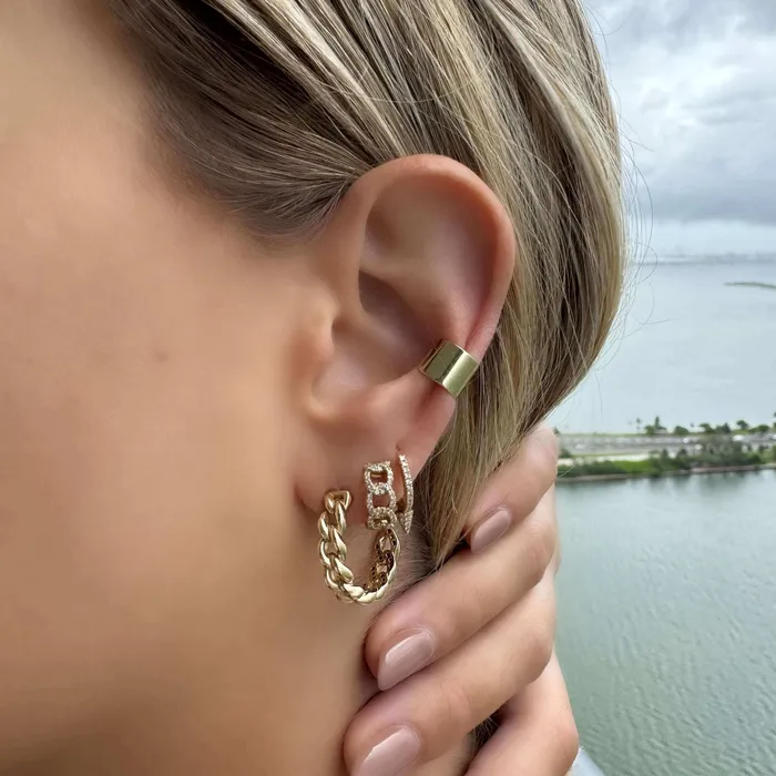 14K Gold Wide Flat Ear Cuff Izakov Diamonds Fine Jewelry Earrings