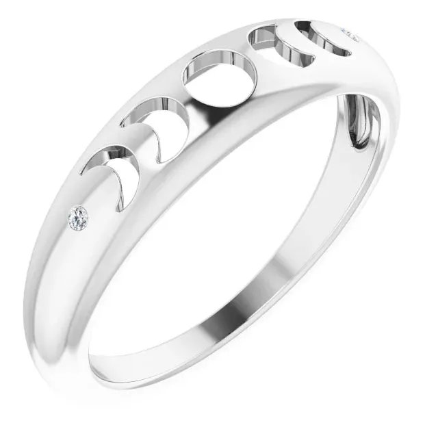 302 Fine Jewelry Rings Moon Phase Natural Diamond Ring Solid 14K White Yellow Rose Gold or Silver