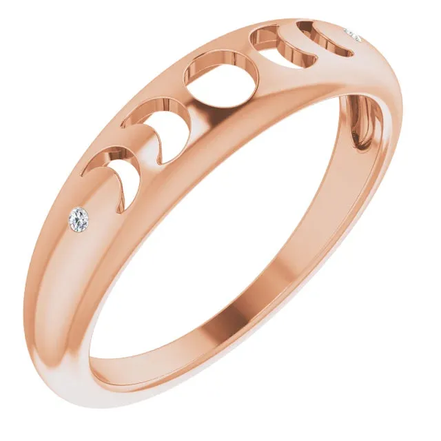 302 Fine Jewelry Rings Moon Phase Natural Diamond Ring Solid 14K White Yellow Rose Gold or Silver