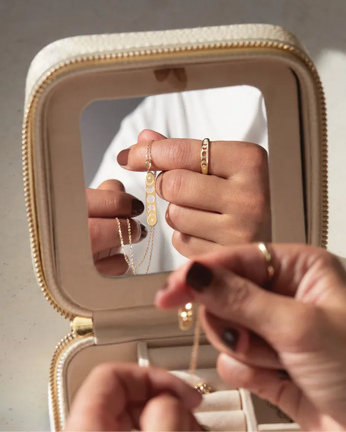 302 Fine Jewelry Rings Moon Phase Natural Diamond Ring Solid 14K White Yellow Rose Gold or Silver