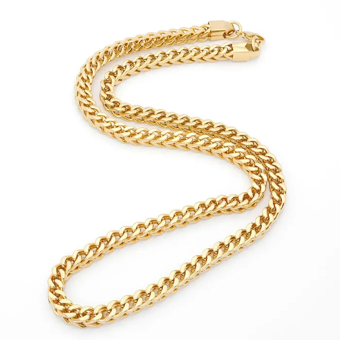 6mm Square Franco Link Chain Necklace Gold Glitters Necklaces