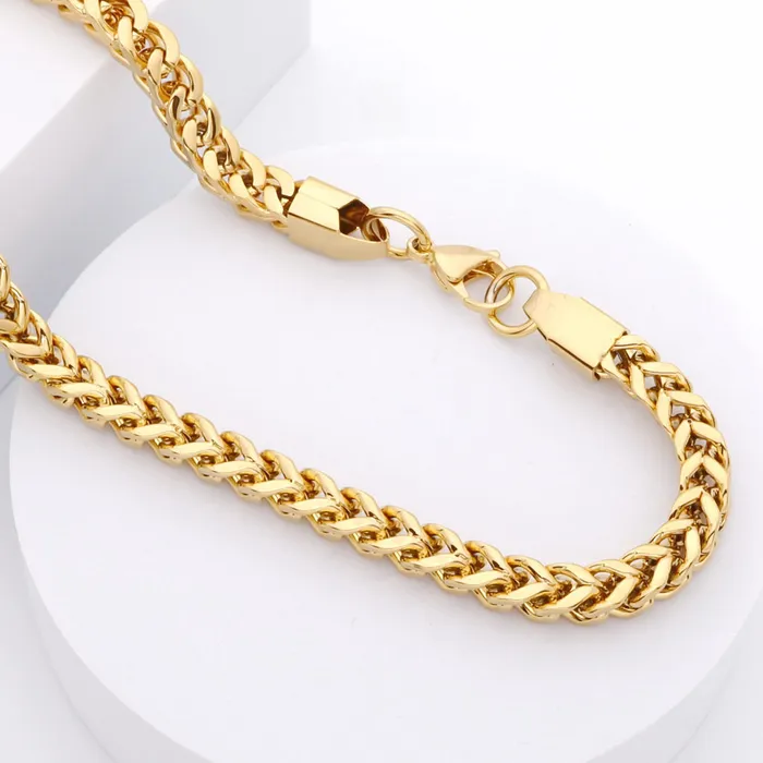 6mm Square Franco Link Chain Necklace Gold Glitters Necklaces