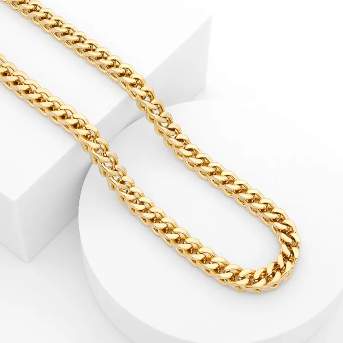 6mm Square Franco Link Chain Necklace Gold Glitters Necklaces