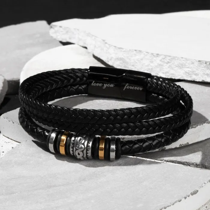 Bracelets ShineOn Fulfillment Step Dad Gift Mens Leather Bracelet For Dad Great For Christmas Fathers Day or His Birthday