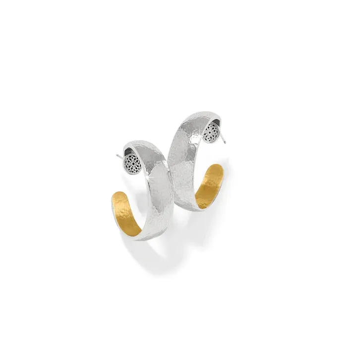 Brighton Earrings Ferrara Entrata Moon Small Hoop Earrings Silver