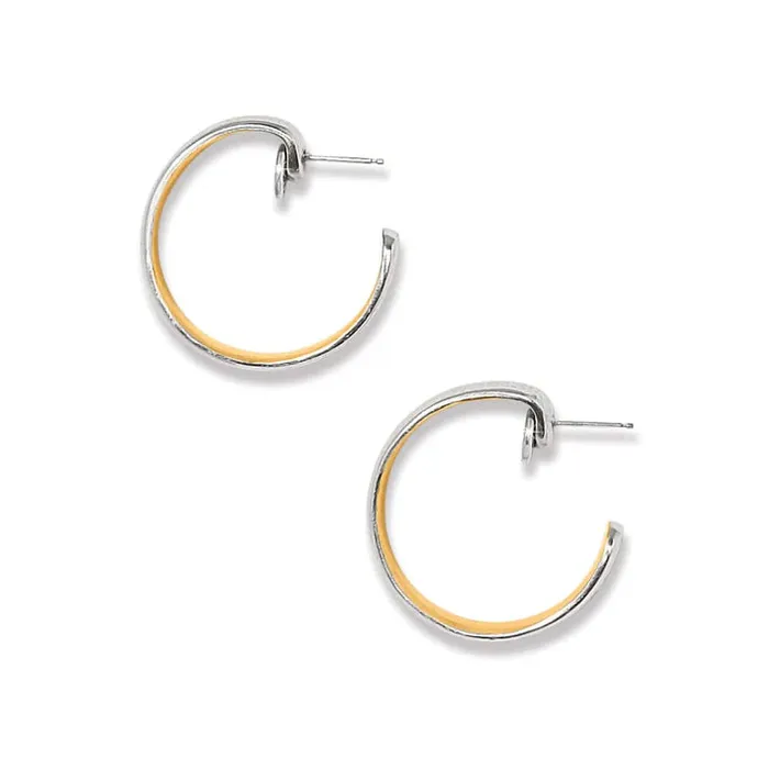 Brighton Earrings Ferrara Entrata Moon Small Hoop Earrings Silver