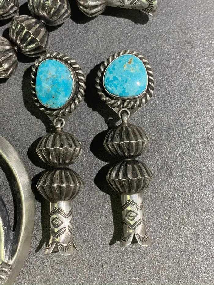 CHRIS HALE Earrings CHRIS HALE NAVAJO TURQUOISE STERLING SILVER SQUASH AND EARRING SET