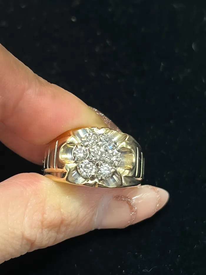 Crown Jewels Coin 999 Clearance 14K Mens Diamond Ring Rings