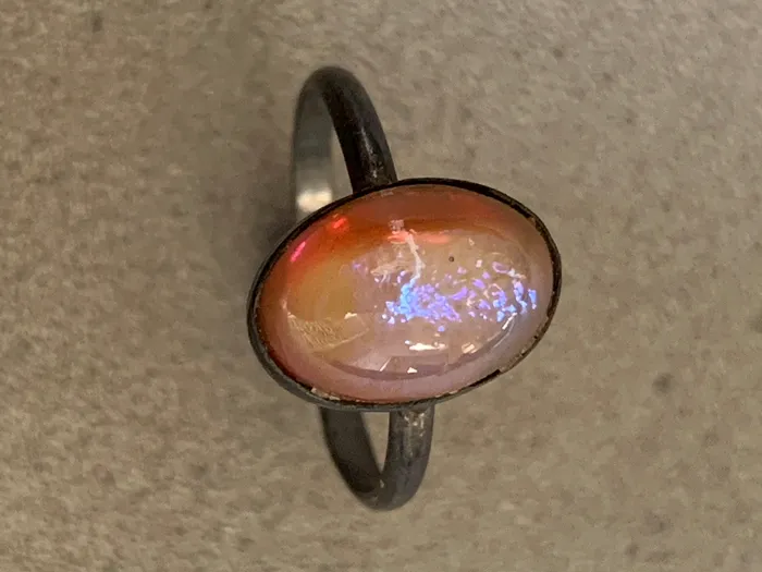 Crown Jewels Coin Rings Vintage Sterling Dragon Glass Ring