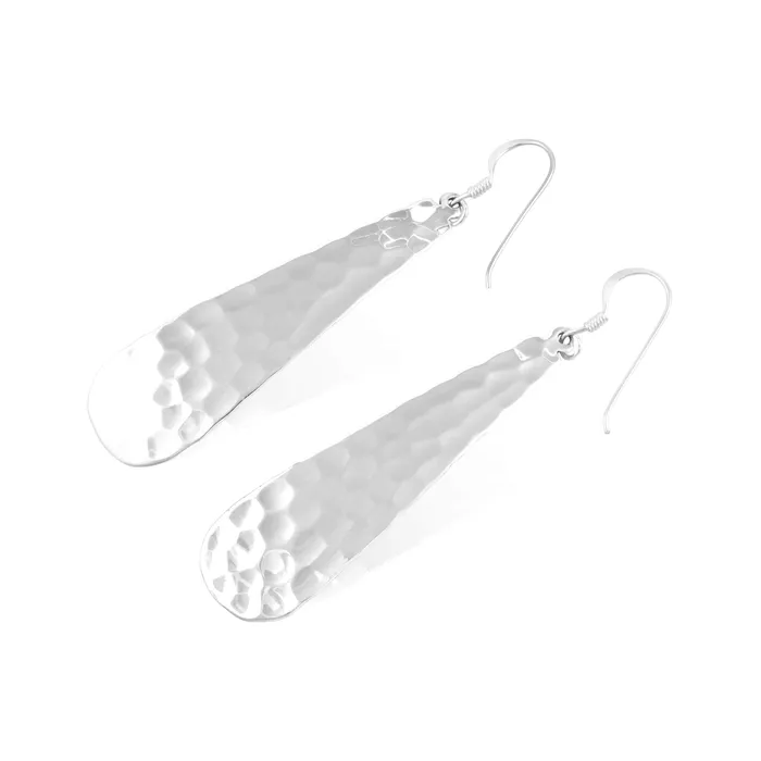 E1529 Hammered Finish Teardrop French Wire Earrings Teeda Earrings