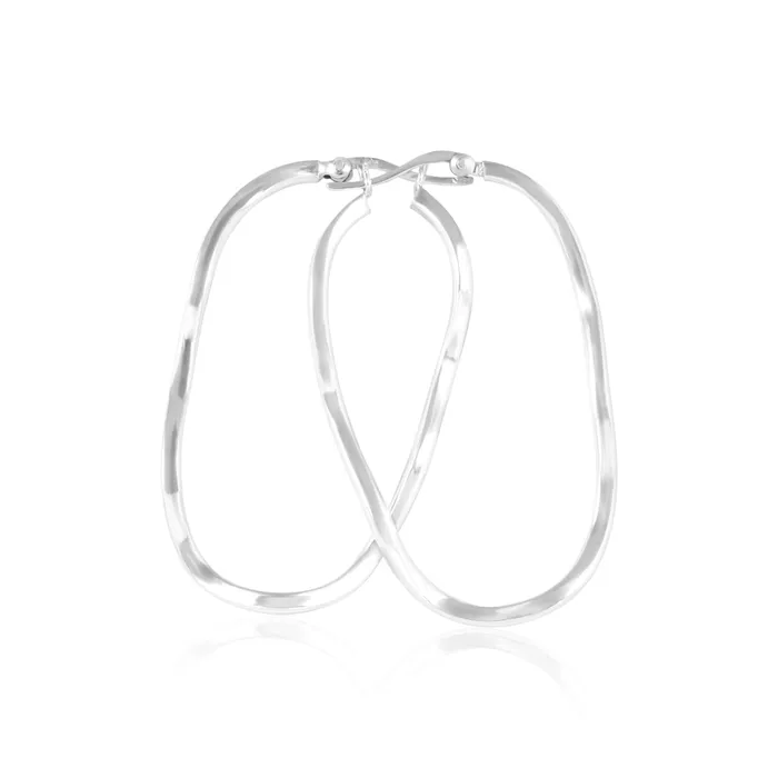 Earrings EHS9003 Oval Wave Snap Hoop Earrings Teeda