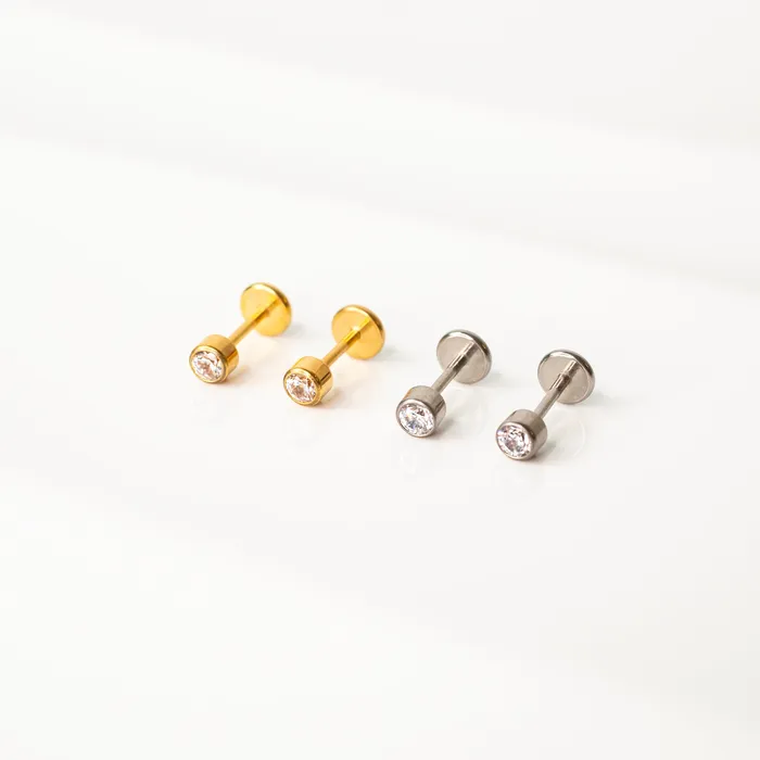 Earrings Grayling Crystal Round Bezel Set Titanium Flat Back Sleeper Earrings Earrings Grayling Crystal Round Bezel Set Titanium Flat Back Sleeper Earrings