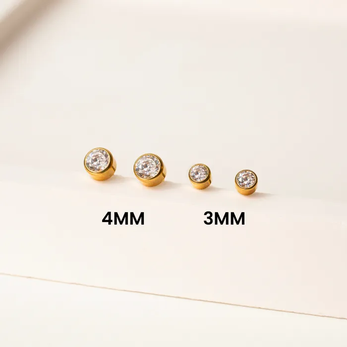 Earrings Grayling Crystal Round Bezel Set Titanium Flat Back Sleeper Earrings