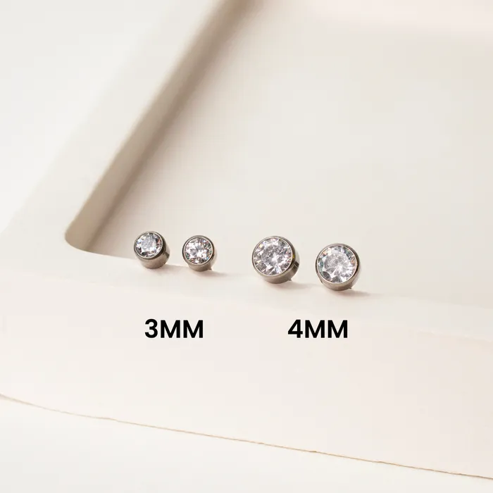 Earrings Grayling Crystal Round Bezel Set Titanium Flat Back Sleeper Earrings