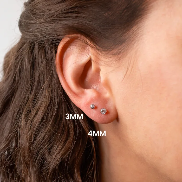 Earrings Grayling Crystal Round Bezel Set Titanium Flat Back Sleeper Earrings