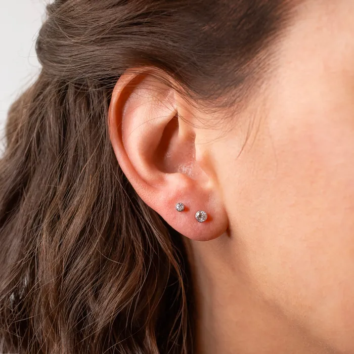 Earrings Grayling Crystal Round Bezel Set Titanium Flat Back Sleeper Earrings